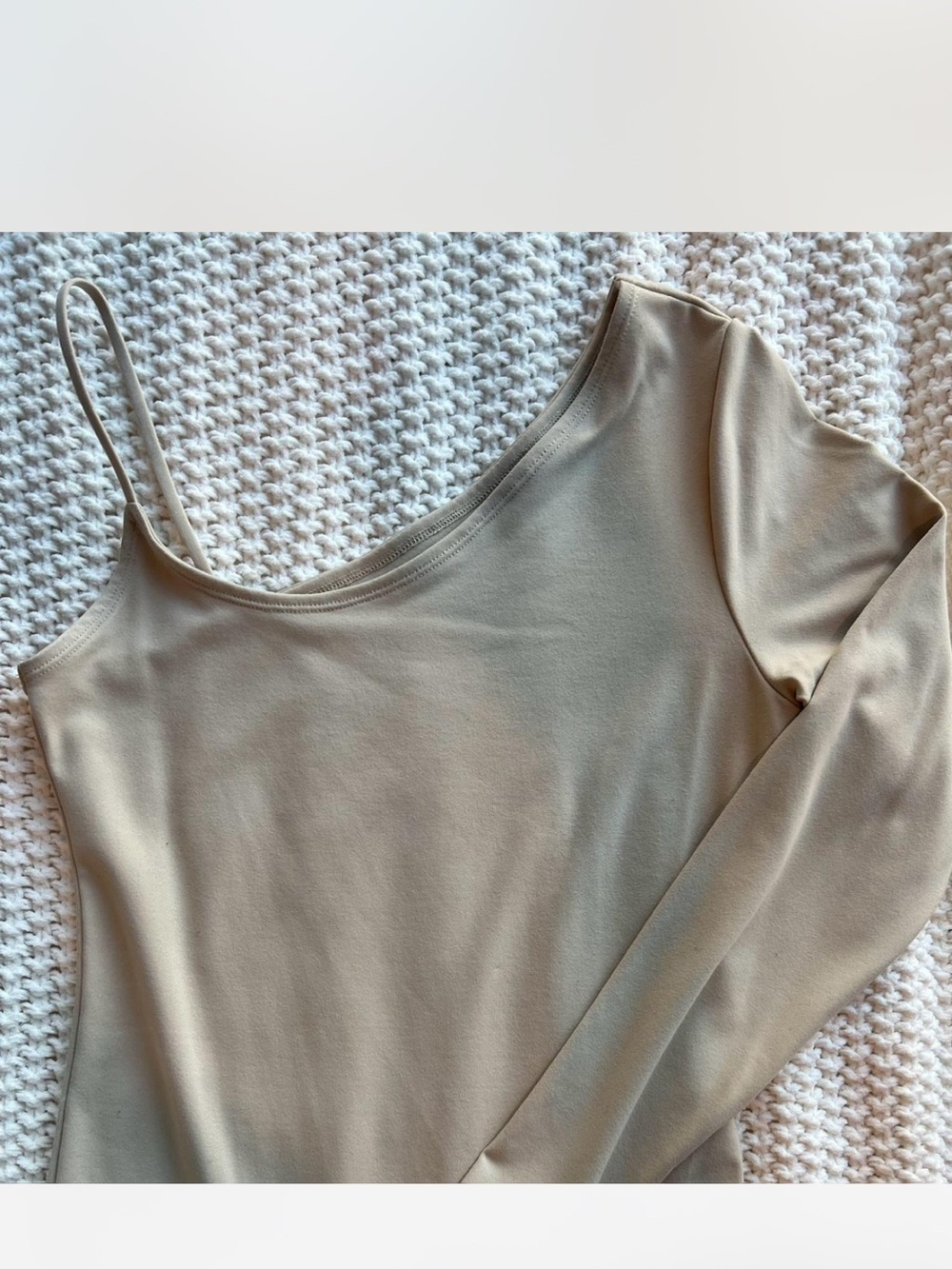 Abercrombie & Fitch One-Shoulder Tank Top in Beige